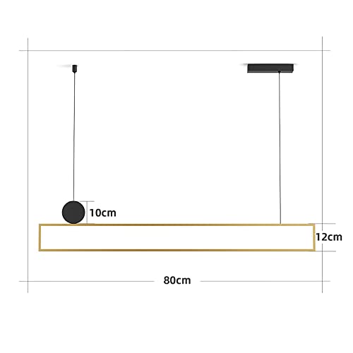 Lámpara colgante rectangular LED de metal dorado para comedor 5