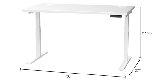 Image of Fully Remi Standing Desk 58 inch x 27 inch White Desktop - Electric Adjustable Desk Height from 27.25 inch to 46.75 inch with Memory Preset Controller (White Frame)