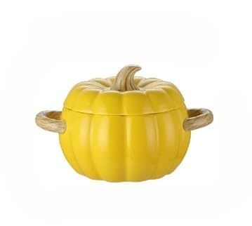 蒸し碗 蓋付き むし碗 スープカップ 汁椀 カボチャ型 食器 可愛い おしゃれ 和食器 キッチン用品 飲食店 レストラン 業務用 雑貨 (400ml,イエロー)