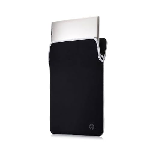 HP Custodia Protettiva Reversibile per Laptop Portatili fino a 15,6 Pollici, Profilo Sottile e Senza Cerniera, Tessuto in Neoprene Disinfettabile e Lavabile in Lavatrice, Colore Nero/Argento