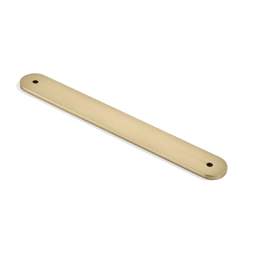 khtumeware 5 Pack Brushed Brass Cabinet Hardware Handle Pull Backplate/Back Plate - 10" Inch (256mm) Hole Centers
