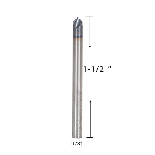 Image of 1 /8 Inch 4 Flute Carbide End Mill 90 Degree Chamfer 1-1 /2 Inch Overall Length x 1 /8 Inch Shank Diameter Suitable for Aluminum Cutting Non Ferrous Metal Up Cutting 5 Pieces