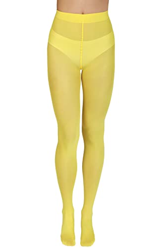 Photo de Annes styling Collants unis pour femme 40 deniers mats semi-opaques en microfibre classique Zarra, Jaune, S