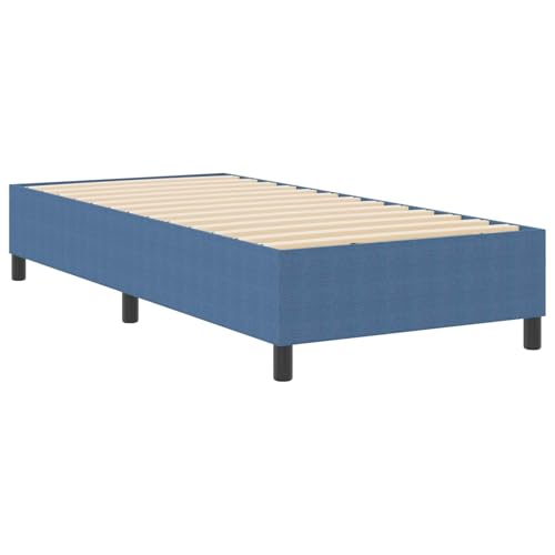 vidaXL Plattformbettgestell Blau 90 x 200 cm Cordstoff, Stylisches modernes Plattformbett, Kiefernholzrahmen, minimalistischen Design, bequemer Schlaf, langlebiges Massivholz