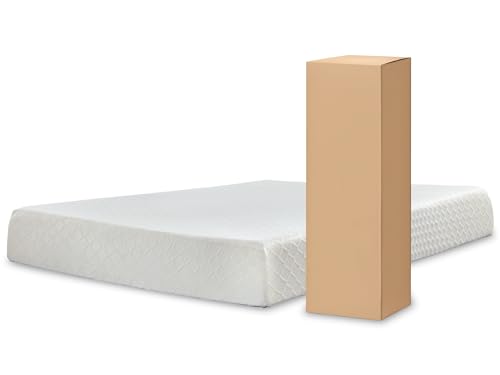 Signature Design by Ashley Full Size Chime 10 Inch Medium Firm Memory Foam Mattresswith Green Tea & Charcoal Gel for Pressure Relief, Fiberglass Free, Mattress In A Box