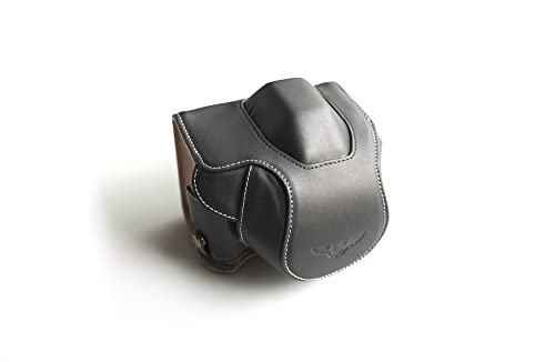 Housse Olympus Stylus 1 pour changer la batterie sans retirer l'étui en cuir noir