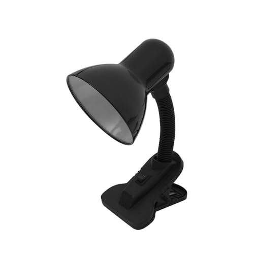 Levitantes Flexo negro con pinza, bombilla E27, base flexible y orientable, dimensiones 26x11,5x12 cm, ideal para escritorios y lectura.