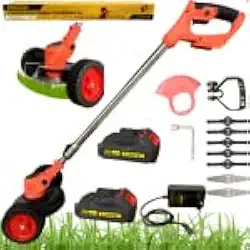 Roçadeira Elétrica Cortador De Grama Eletrico 2 Baterias 21v Laranja