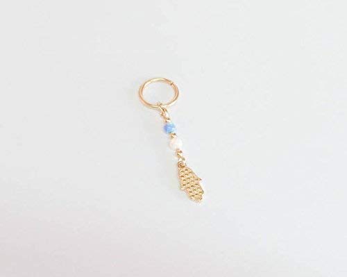 Gold Hamsa Navel Hoop Dangle Belly Button Ring Opal Handmade Boho Piercing Jewelry #TOP3