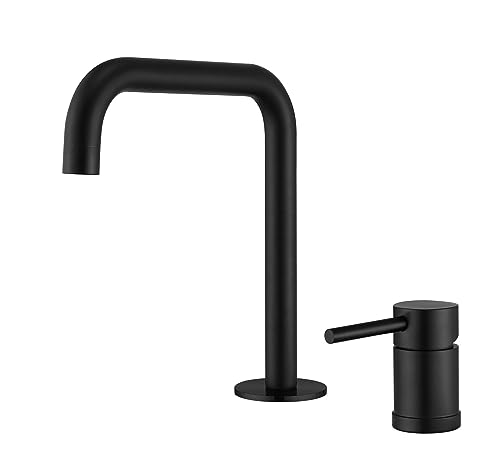 AVSBBYEPS Grifo de Lavabo for baño, Grifo de Lavabo de una Sola Palanca, Grifo de Lavabo Negro Sus, Grifo de Agua Caliente y fría(Black 1)