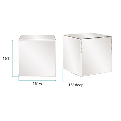 Image of Howard Elliott Collection Mirrored Finish Silver Cube Table Centerpiece, Showpeice Coffee Table, Home Decor Accessories Furniture for Bedroom, Livingroom, 16 x 16 x 16 Inch