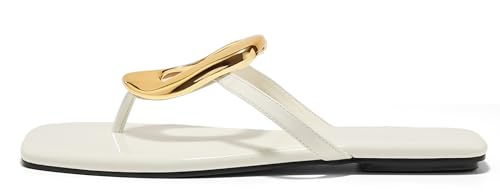 GotSoft Women's Flat Sandals Square Toe Metal Decoration Flip Flops Shoes by GotSoft - Used condition - Image 3