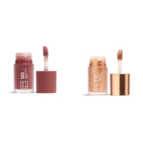 MAKEUP - The No-Rules 503 + The Highlighter 512 - Blush Liquido Nude - Illuminante in perlato per Occhi Labbra e Guance - Vegan - Cruelty Free classico rosa crema oro