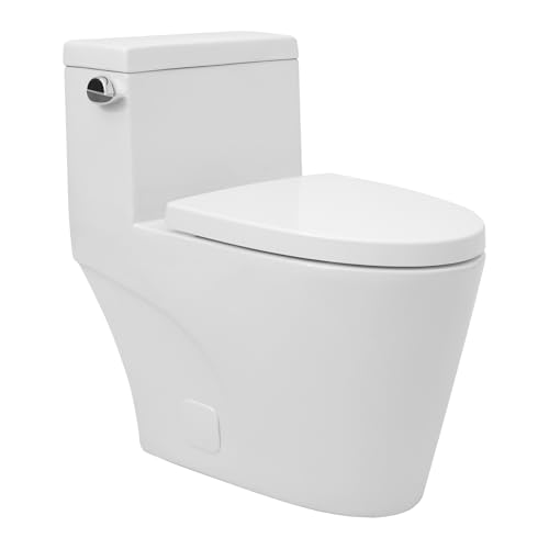 Lofeyo Elongated Dual Flush Toilet 0.8/1.28 GPF One Piece Toilet Compact Toilet Quick Flush Toilet With Comfortable Seat Hight Powerful Quick Modern Standard White Bathroom Toilet LOF-T1016