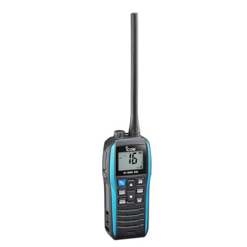 Icom M25EVO Blue Marine UKW-Funkgerät | schwimmend | wasserdicht | USB-Aufladung | leicht | lange Akkulaufzeit | Bootfahren Essentials