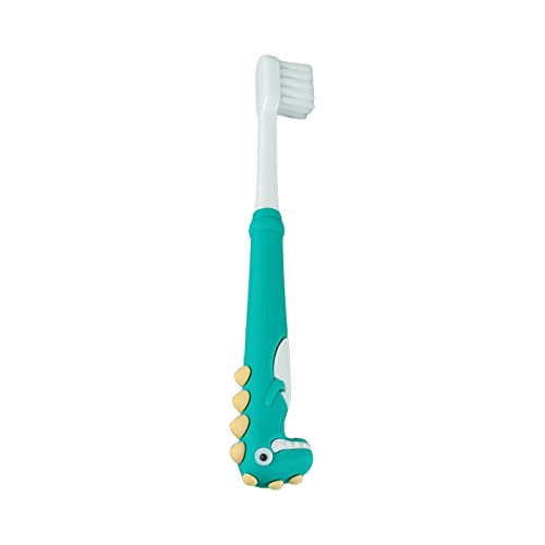 Cepillo de dientes para niños, pelo suave, pequeño embalaje independiente, caricatura de dinosaurio dulce, bebé, cepillo de dientes de pelo para niños de 3 a 12 años de espuma de baño