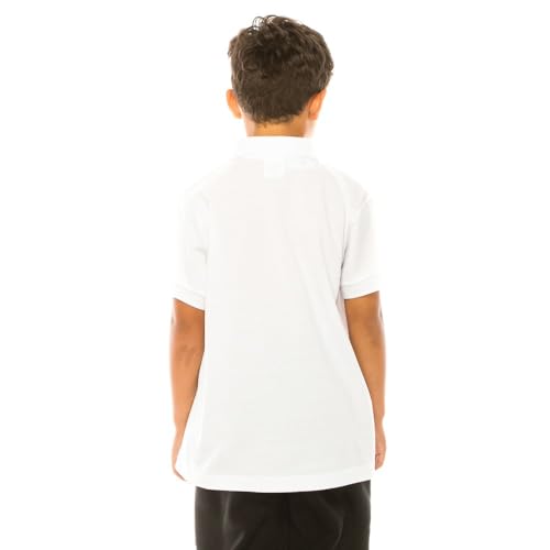 Image of unik Boy's Premium Quality Pique Polo Uniform Shirt Short Sleeve White Sky Blue Navy Hunter Green Burgundy Black Red