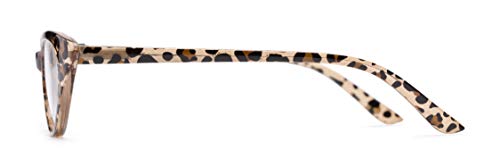 Readers.com Reading Glasses: The Brit Reader, Plastic Cat Eye Style for Women - Brown Leopard, 1.00