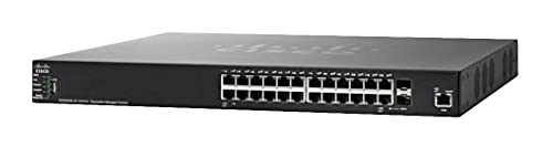 Image of Cisco SG350X-24P Stackable Managed Switch with 24 Gigabit Ethernet (GbE) Ports plus 195W PoE, 2 x 10G Combo + 2 x SFP+, Limited Lifetime Protection, Black