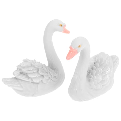 NUOBESTY 2 Stück Resin Schwäne Figuren Dekoration Wetterfest für Garten Innenbereich Vielseitig...