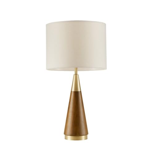 INK+IVY Chrislie Gold White Mid Century Modern Table Lamp , Contemporary Metal Wood Table Lamps for Bedrooms , 13.5'W X 13.5'D X 26'H , Gold / Brown