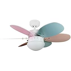 Ventilador Delfin wonderlamp -Ventilador de Techo con luz Tauro, Palas reversibles, 1xE27, Máx. 60W, 3 velocidades, Verano/Invierno, Multicolor