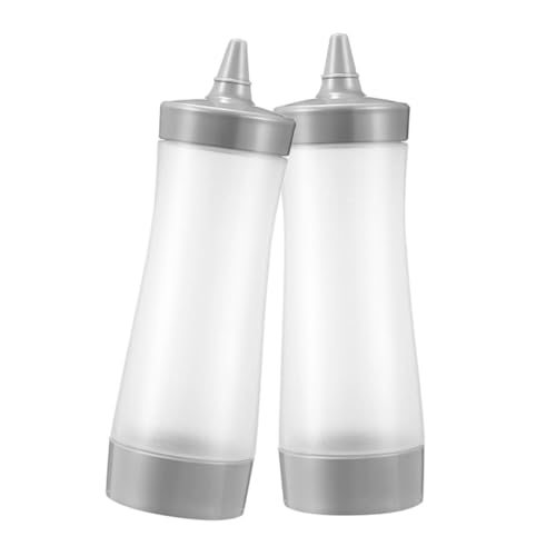 Gogogmee 2Pcs Squeeze Sauce Bottles Salad Dressing Containers with Leak Lids Durable Kitchen Gadgets for Condiments Easy Squeeze Storage of Sauces