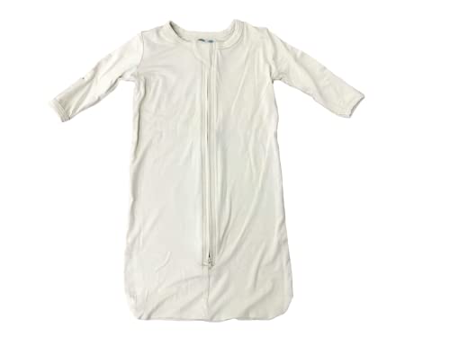 Image of MK & CO. ORGANICS - Baby Nightgown, Double-Zip Sleep Gowns for Babies 0-6 Month-Old, Soft & Stretchy Baby Sleep Gown, Natural Bamboo Rayon, Unisex, Linen White, 0-3 Months