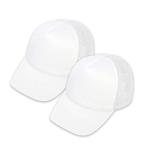Image of MR.R Sublimation Blanks Polyester Mesh Cap Mesh Hat Two Tone Trucker Summer Mesh Cap with Adjustable Snapback,2pcs per Pack