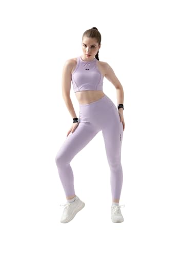 Image of STRCH Women's High Rise Leggings with Side Pocket | Nylon Stretch Gym Tights | Workout, Yoga, Running & Training Activewear | Ankle Length