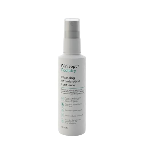 Clinisept Podiatry Spray 100ml - Hypochlorous Acid Spray - Alcohol-Free pH-Neutral Skin Cleanser for Visibly Clean Feet - Foot Care for Pre During & Post Procedure Hygiene