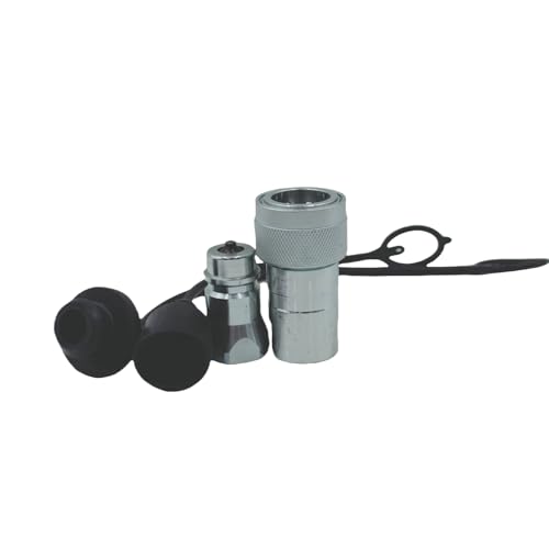 Image of 2-Set 1 /2 inch Ag ISO5675 Carbon Steel Hydraulic Quick Disconnect Coupling Poppet Valve,Pioneer Type with Black and Green Colour Dust Cap