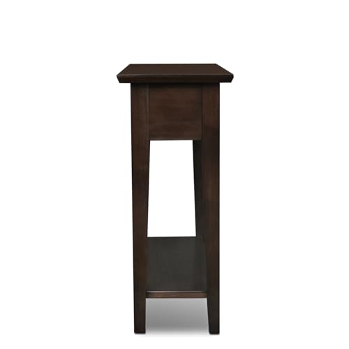 Leick Home 15-In Wide End Table, Solid Wood Construction, One Drawer, One Lower Shelf, Narrow Width, Easy-Assembly, Chocolate Oak, 15.0 In. W x 24.0 In. D x 24.0 In. H, 10071-CH
