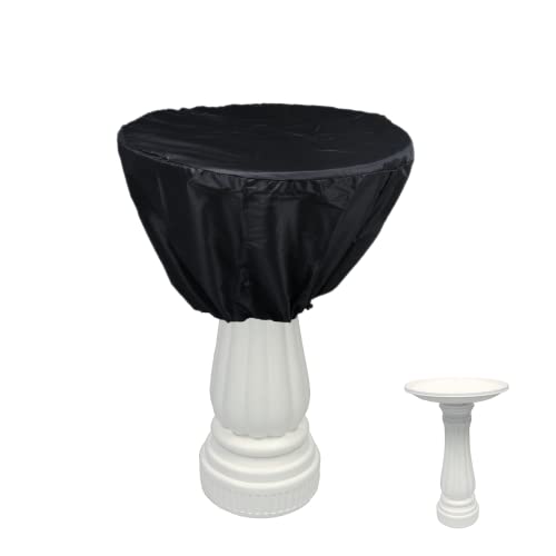 J&C Outdoor Bird Bath Cover Waterproof 420D Bird Bath Fountain Cover for Winter Patio Birdbath Cover for Garden Round Black 35 x 24in
