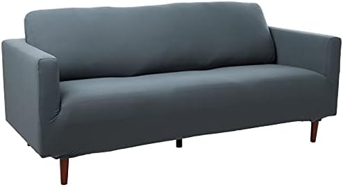 SureFit Stretch Morgan Cover, Form Fit, Polyester/Spandex, Machine Washable, Sofa Box Cushion, Storm Blue
