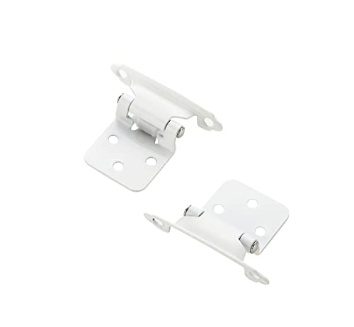 Image of Ravinte 60 Pack (30 Pairs) 1 /2 inch Overlay Cabinet Hinges, Self-Closing Semi-Concealed Face Mount, White Decorative Hardware with Door Bumpers for Kitchen & Cupboard Doors