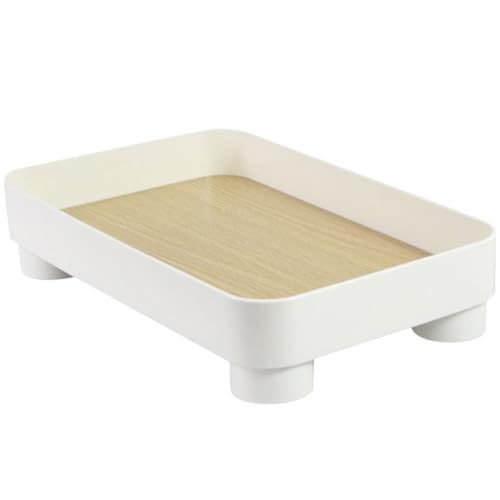 IWOWHERO Vassoio Decorativo in Legno e ABS per Cosmetici e Gioielli Organizer da Scrivania e Ingresso Portaoggetti Multifunzione per Bagno e Toeletta Confezione da 1 Pezzo