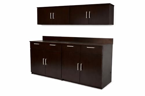 BREAKtime Wall Cabinet Breakroom Storage Set with 2-Door Base Cabinet and 2 Upper Wall Cabinets, Fully Assembled, 72" W x 24" D x 75" H, Appliances Not Included