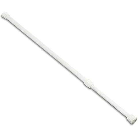 JJOnlineStore - Spring Extendable Telescopic Net Voile Tension Shower Curtain Valance Curtain Rail Loaded Pole Rod Bath Cupboard Window (85cm-150cm), White,50891 Cover