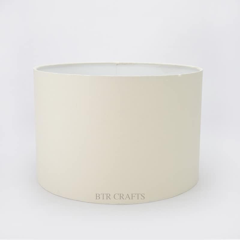 Light 12' shade Jute Burlap Lampshade, (12" x 12" x 8") for Table and Floor Lamps (White)