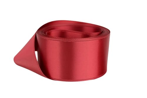 Image of Ribbon Bazaar Double Faced Satin - Premium Gloss Finish - 100% Polyester Ribbon for Gift Wrapping, Crafts, Scrapbooking, Hair Bow, Decorating & More - 3 /8 inch Scarlet 50yd Spool