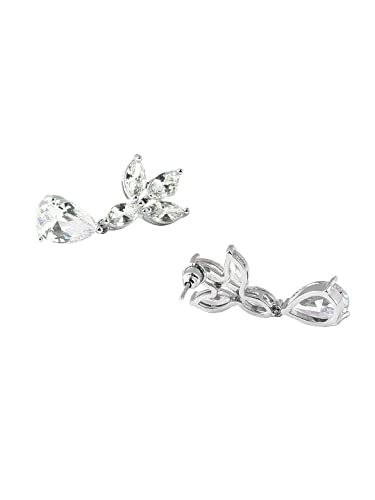 Image of Yellow Chimes Jewellery Set for Women Rhodium Plated Cubic Zircon Silver Necklace with Earring Set Floral Design Classic CZ Stoned Jewellery Set for Women and Girls