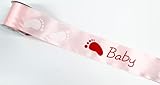 CaPiSo Baby 10m 40mm (0,69€/m) Geschenkband Schleifenband Kleinkind Satinband Geburt Taufe Geburtstag Windeltorte (10m 40mm Rosa) (0,69€/m)