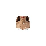 SUJIHG Big Chunky Heart Pendant Necklace for Women Exaggerated Layered Double Hearts Gold Beaded Choker Necklace Dainty Statement Jewelry Gifts birthday gifts for women