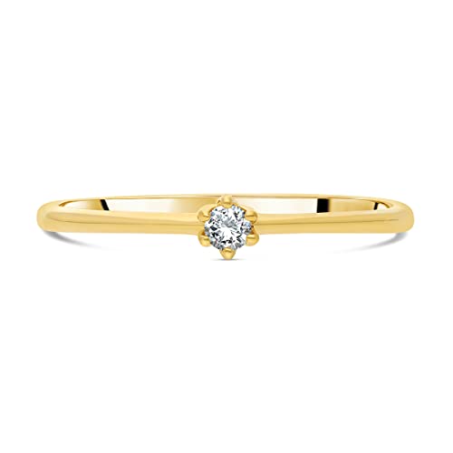 Bague Solitaire Or Jaune 375 Diamant Blanc Planetys : Bijou Femme Tendance