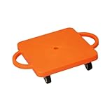 rockible Floor Scooter Board with Handles Sit Down Scooter Gross Motor Toy for Kids with Rollers for Gym Homeschool Outdoor Activities, Orange
