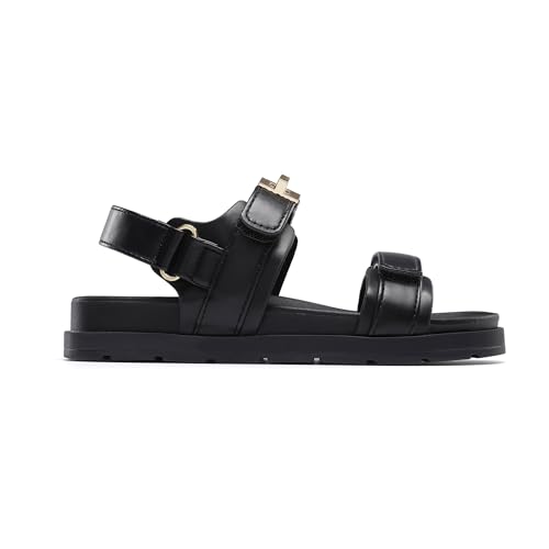 Image of FabKids Girl's Flat Sandals Comfort Adjustable Double Strap Slip on Leather Footbed Sandals for Toddler Little Kid Big Kid