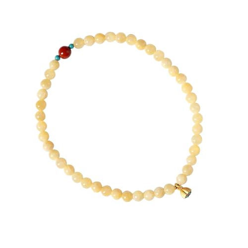 YPREWY Joyería vintage hecha a mano con cuentas de flores naturales de jade amarillo para simbolismo literario retro amarillo jade accesorio de muñeca