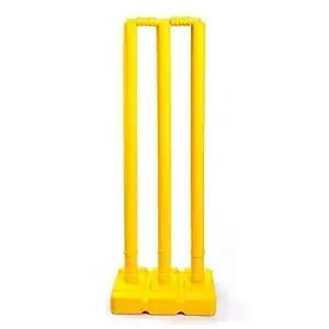 Plastic Stump Set Yellow Cricket Stumps with Stand Cricket Kit Plastic Wickets for Cricket Standard Wickets for Cricket Ground, Match, Tournament Stump with Stand & Bails-image-38