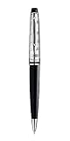 Waterman Expert Deluxe Ballpoint Pen, Gloss Black with Chrome Trim, Medium Point with Blue Ink Cartridge, Gift Box